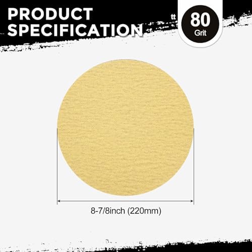 10Pcs Sanding Discs 8-7/8In 80Grit Hook and Loop Sandpapers Yellow