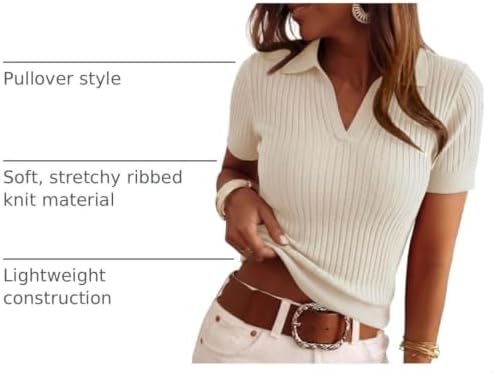 PRETTYGARDEN Women's Short Sleeve Sweater Polo Shirts