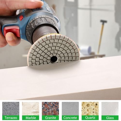 3 Inch Diamond Polishing Pads with M14 Backer Pad, 12PCS Wet/Dry Granite Stone Polish Pad Kit for Drill, Grinder, Polisher, 50-6000 Grit Diamond Sanding Pad for Concrete Marble Rock