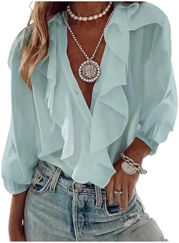 GORGLITTER Women's Ruffled Top Blouses Dressy Business Casual Outfits