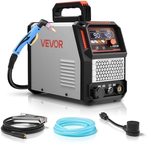 VEVOR Plasma Cutter, 65A Non-Touch Pilot Arc Plasma Cutting Machine, 110V/220V Dual Voltage Digital Display IGBT Inverter - with 2T/4T Function & Adjustable PA/PT Time for Home Repairs, Workshops