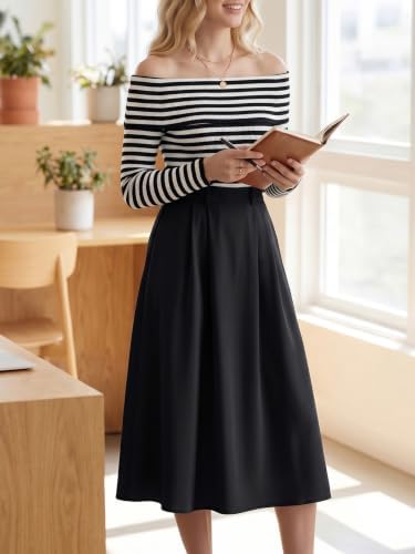 Casly Lamiit A-Line Midi Skirts for Women Business Skirt