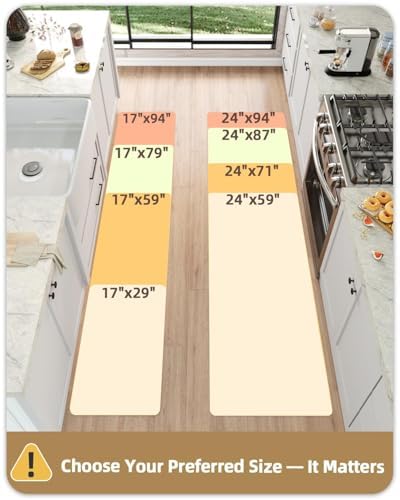 Color&Geometry Anti Fatigue Cushion Kitchen Mat for Floor -24"x59",Wide,Easy Clean, Water & Oil Proof, Anti Slip, Foam Rubber Runner Rug for Front Sink Comfort Standing,Dark Beige