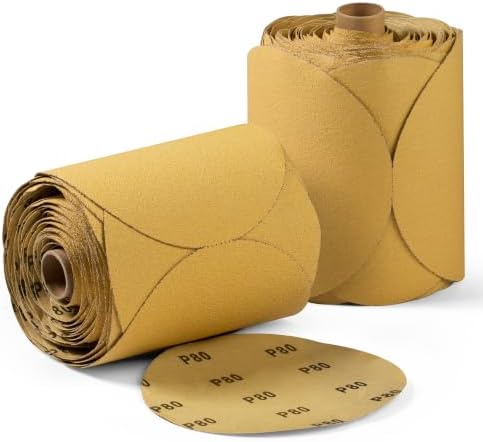 S SATC 200 PCS 6 Inch PSA Sanding Discs 80 Grit Adhesive Backed Aluminum Oxide Sandpaper Self-Stick Automotive Sanding Paper for DA Sander