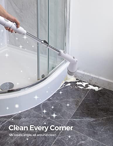 kHelfer Electric Spin Scrubber, Upgrade Electric Scrubber for Cleaning with 8 Replacement Head, 45° Adjustable Brush Head Cordless Spin Scrubber, 47" Long Handle Cleaning Supplies with for Tub Shower