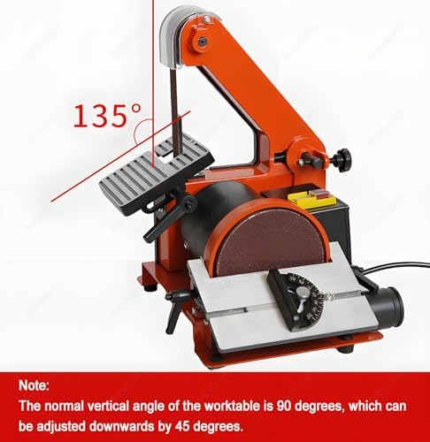 Belt Sander Knife Sharpener for Curved and Angled Sanding,Belt and Disc Sanding Workstation,0°-45° Sanding Angle Adjustable,Bench Polisher for Metal,Plastic,and Wood Sanding