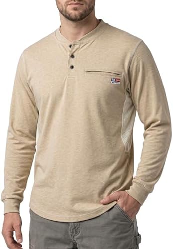 BOCOMAL FR Shirts for Summer Breathable Vented Mesh Flame Resistant Henley