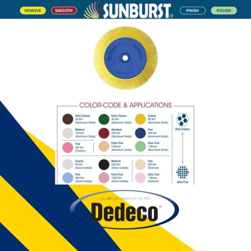 Dedeco Sunburst Radial Bristle Disc 1 Pack - 8" Straight - Yellow 80 Grit (Coarse) - Aluminum Oxide for Polishing & Finishing