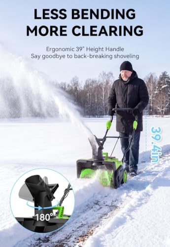 Electric Snow Blower Cordless 20"-Brushless Snow Thrower for Patio, Green