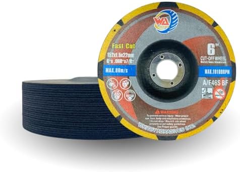 WA 25PACK - 6”x1/16 x7/8" Depressed Center Thin Cutting Wheels for Metal & Stainless Steel Cut-Off Discs Used On Angle Grinder Diameter 6 Inch