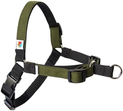 No Pull Dog Harness | Comfortable Training Harnesses | Effective No Pull Harness Design | Ideal for Medium Sized Dog | 4-Point Adjustable(M - 22~28 inch Girth, Olive)