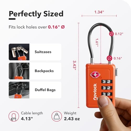 TSA Approved Luggage Locks, Travel Locks with Inspection Indicator