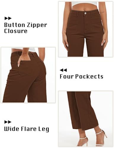 Wide Leg Jeans for Women Trendy High Waisted Flare Jeans Cropped Pants Stretchy Baggy