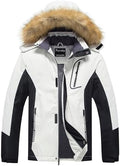 Pursky Men's Waterproof Ski Jacket Winter Snow Coats Fur Hooded Raincoats Parka