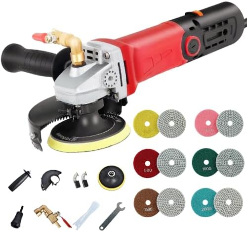 Wet Polisher 860 W / 110 V Wet Buffer with 4'' Diamond Polishing Pad Low-noise Stone Polisher Variable Speed Buffing Machine for Concrete, Marble, Granite, Ceramic Tile