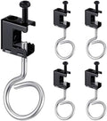 Tandefio 5 Set 1/4"-20 Spring Steel Beam Clamps Metal Beam Hangers Bolt on Clamp with Metal Machine Threaded Bridle Rings for Pipe Cable Woodworking Tool (1 1/4 Inch Bridle Rings)