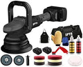 SPTA 18V Cordless Car Polisher, 15mm Orbit 2000-4800 OPM Portable Buffer Polisher with 7 Variable Speed 2Pcs 4.0Ah Battery, 6 Sponge Pads,2 Wool Pad, Tool Bag for Car Polishing, Waxing