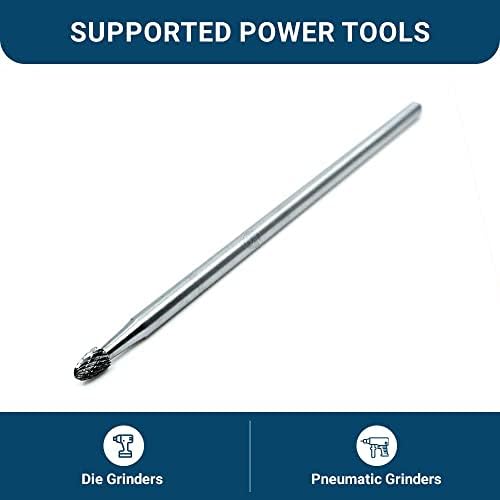 Benchmark Abrasives 6” Oval/Egg Shape Double Cut Tungsten Carbide Die Grinder Bits Metal Deburring Tool Rotary Burr, 1/4 Inch Shaft, Engraving Tool for Woodworking Shaping Carving (SE-1)