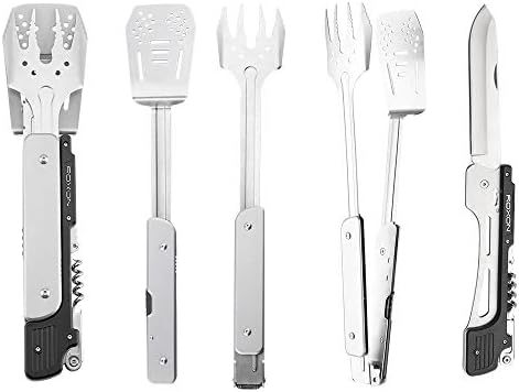 ROXON 6-in-1 Grill Tools Set, Metal Griddle Accessories Kit for Blackstone