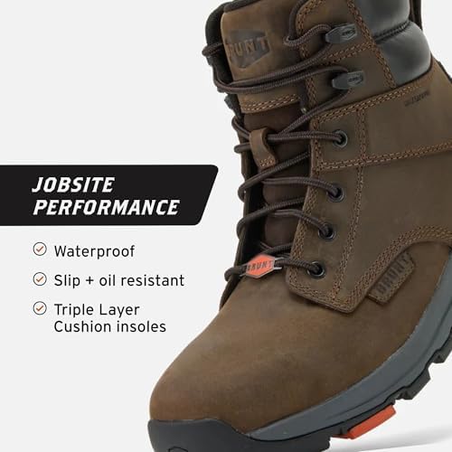 BRUNT Men's Kasparian (Comp Toe) - 6" Lightweight Waterproof Safety Toe Work Boot - EH Rated - Slip + Oil Resistant