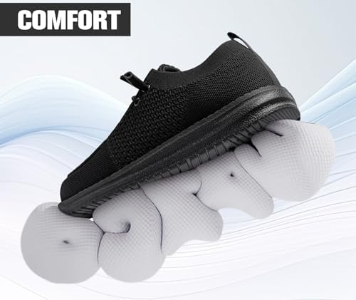 LARNMERN Steel Toe Loafers Women Slip On Work Safety Shoes Walking Sneakers