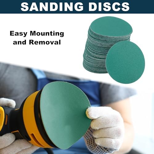 Car Sanding Discs 2inch 150 Grit Abrasion Resistance | Round Hook and Loop Sandpaper Green 50 Pcs