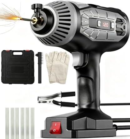 Portable Welding Machine, 110V Handheld Welder, 20-120A IGBT Inverter Portable Welder, ±1A Precision Stick Welder, 30pcs 3/32" Rods & Carrying Case Included, Mechanic Gift for Men, Grey