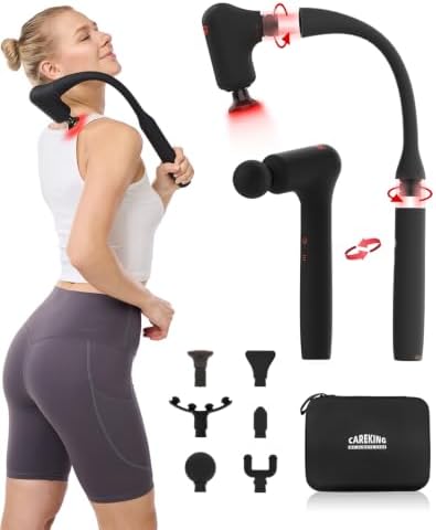 2-in-1 Detachable Massage Gun with Heat, Muscle Massager with Long Handle