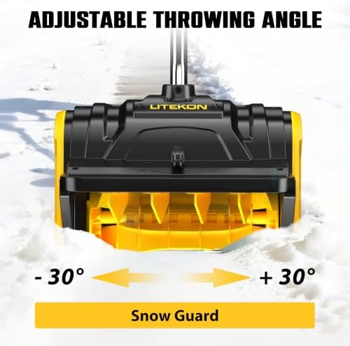 Litekon 40V Brushless Cordless Snow Shovel, 13-Inch Electric Snow Blower with 2X 4.0Ah Batteries Snow Removal with 30FT Throw Distance for Patio, Deck, Driveway,Yellow