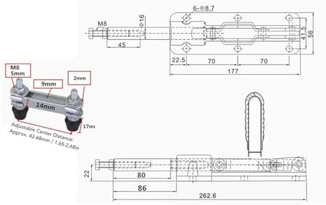 Double Head Toggle Clamp, Dual Head Quick Release Push Pull Clamp with 350kg Clamping Force, 80mm Stroke and 185 Degree Handle Opening for Welding Moulding Fixing Devices