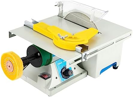 750W Lapidary Saw Polisher Multifunctional Rock Cutting Saw Adjustable Speed Stone Cutter (800-10000 RPM) with Angle Ruler for Polishing, Grinding, and Cutting Jade, Metal, Wood (6in Blade)