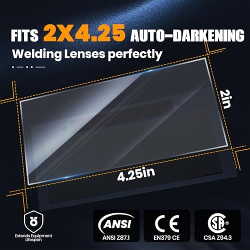 10 Pack 2x4.25" Clear Welding Lens | ANSI Z87.1 Polycarbonate Protective Lens for Welding Hood | Scratch Resistant Outer Cover Lens to Protect Auto-Darkening Lens