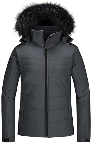 Skieer Women's Ski Jacket Waterproof Warm Puffer Thick Hooded Winter Coat