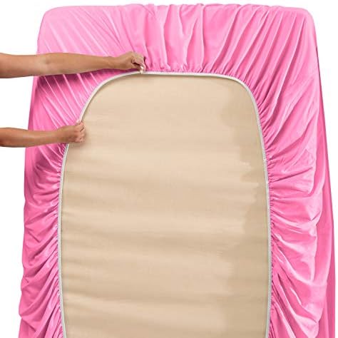 Hearth & Harbor Full XL Size Sheets - 4 Piece Bed Sheet Set, Hotel Luxury Double Brushed Bed Sheets - Extra Soft Bedding Sheets & Pillowcases, Full XL, Light Pink