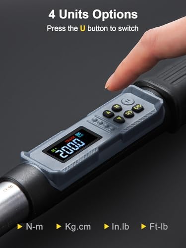 GROWNEER Upgraded Digital Torque Wrench Set, 7.38-147.5 Ft-lbs/10-200 nm, 1/2'' Drive Rachet Torque Wrench with Buzzer & Colorful LED Indicator, Electronic Wrench for Motor Car Tires Auto Repair