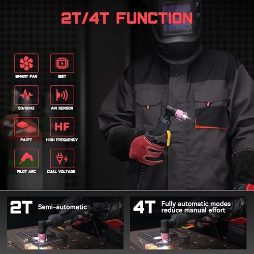 75Amps Plasma Cutter, Non-Touch Pilot Arc Plasma Cutter Machine,110/220V Dual Voltage IGBT Inverter, Air Sensor Technology, Large Digital Display Plasma Cutters CUT75P