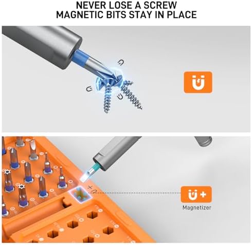 42 in 1 Magnetic Screwdriver Set, Ratchet Screwdriver Set with Case. | S2 Steel Bits, T Handle Ratchet Screwdriver for Electronics and DIY, Great Christmas Gift for Men & DIY Lovers (Orange)