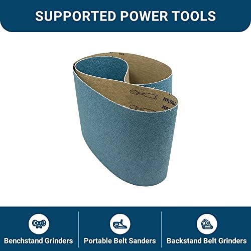 Benchmark Abrasives 6 x 48 Inch Sanding Belts with Zirconia Grains, Sand Paper for Metal Grinding, Sanding, Knife Polishing, Surface Blending Belt Sander Paper Belt for Woodworking (2 Pack), 24 Grit