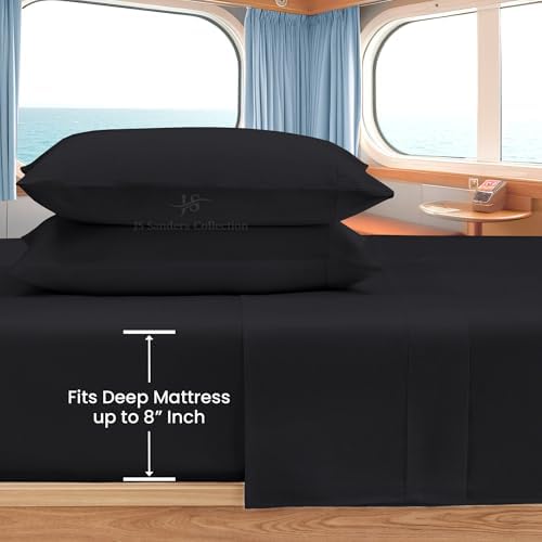 JS Sanders Collection 4PC Boat Sheet Set Universal XL V Berth, Black