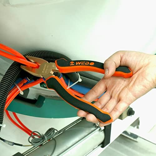 WEDO Non-Sparking Lineman's Pliers 8", Spark-free Safety Side Cutter Linemans Pliers, Combination Pliers, Wire Stripper, Crimper, Non-Magnetic, DIN Standard, BAM & FM Certificate, Beryllium Copper