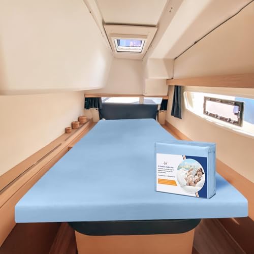 JS Sanders AFT Berth Boat Sheet 1 Pcs 600 TC Egyptian Cotton, Light Blue