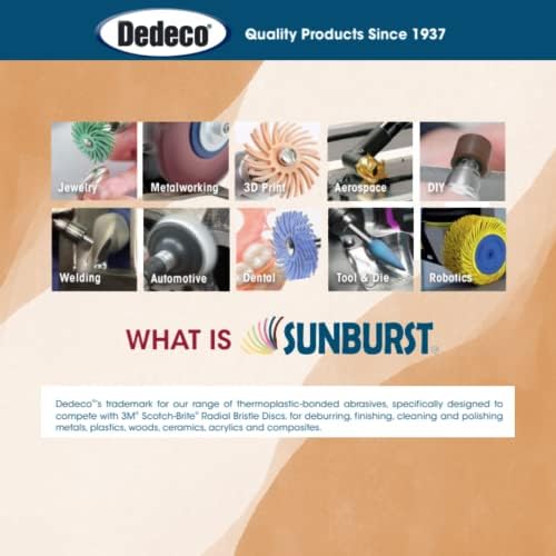 Dedeco Sunburst Radial Bristle Discs 6-Pack - 7/8" Curved 4-Ply Mounted Discs - Peach 2500 Grit (Extra-Fine, 6 Micron) - Aluminum Oxide for Polishing & Finishing