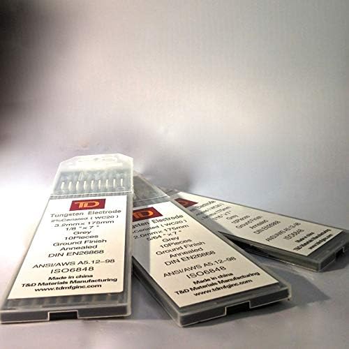 TIG Welding Tungsten Electrodes 2% Ceriated 3/32" x 7" 10-Pack (Grey, WC20)