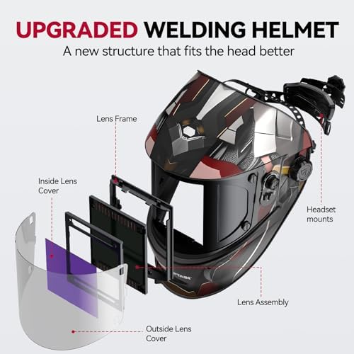 ARCCAPTAIN Welding Helmet, 3.94"×3.66" Auto Darkening Welding Hood