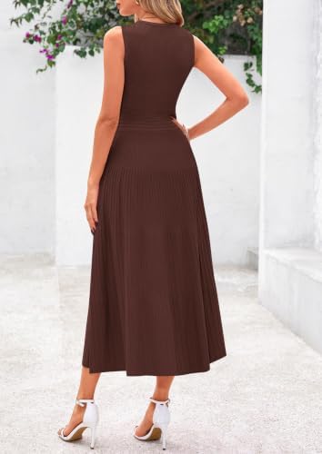 PRETTYGARDEN Women's Summer Pleated Midi Work Dress