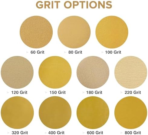 200 PCS 6 Inch Gold PSA Sanding Discs 80 Grit Self Adhesive Sticky-Back Sandpaper for DA Sander Automotive Car Paint Woodworking Wood Metal Finishing