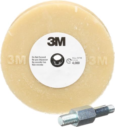 3M Stripe Off Wheel Adhesive Remover Eraser Wheel Removes Decals, Stripes, Vinyl, Tapes and Graphics 4” Diameter x 5/8” Thick 3/8-16 Threaded Mandrel 07498, (Pack of 5)