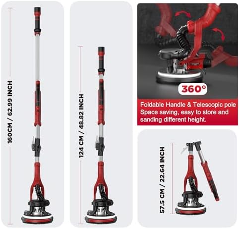Drywall Sander with Vacuum Dust Collector, 1200W 5 Variable Speed