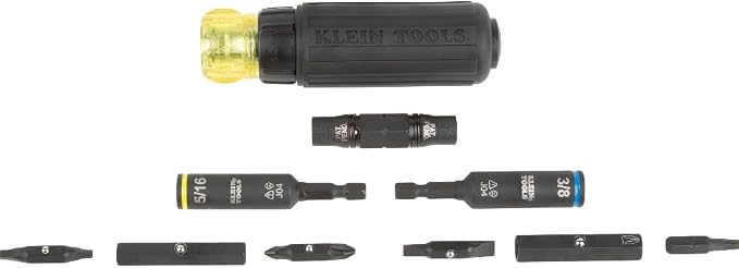 Klein Tools Mini-Ratchet, Stubby Driver and Flip Socket 3-Piece Set with 11-in-1 Ratcheting Screwdriver/Nut Driver