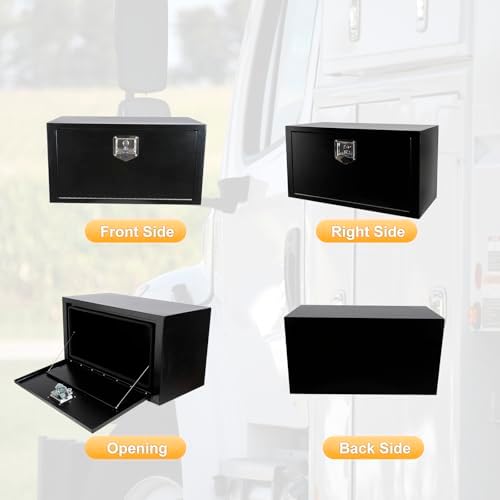 30 Inch Underbody Truck Box Steel Storage Tool Box,30 x 14 x 16 Tool Chest Organizer w/Lock and Keys For Pickup,Truck Bed, RV, Trailer,Heavy Duty Waterproof Black box
